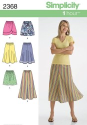 2368 SIMPLICITY  5 SKIRTS IN 3 LENGTHS, TRIM 1 HOUR PATTERN UNCUT 14-22